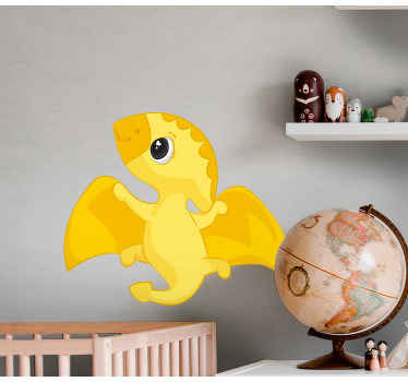 귀여운 작은 노란색 공룡 벽 스티커 - TenStickers