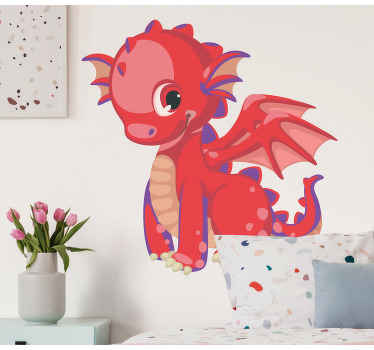 Rød dinosaur med lilla pletter dinosaur klistermærke - TenStickers