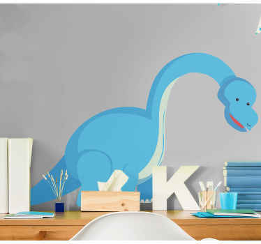 Sjovt smilende blå dinosaurdørklistermærke - TenStickers