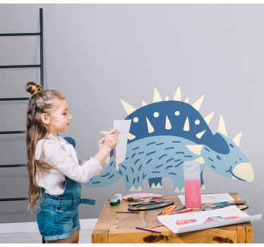 Original hairy curved dinosaur children sticker - TenStickers