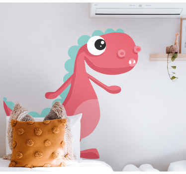 Lyserød dinosaur med googly øjne børn klistermærke - TenStickers