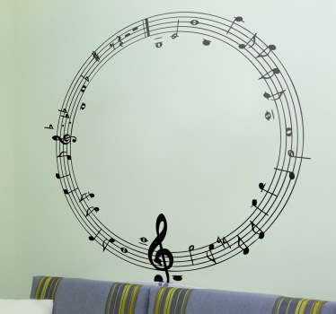 Autocollant mural cercle musical - TenStickers