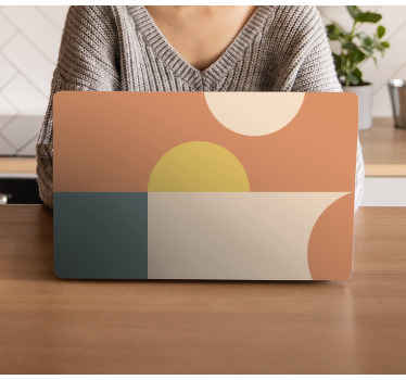 Laptop Sticker Halbkreise und Rechtecke geometrische Kunst - TenStickers