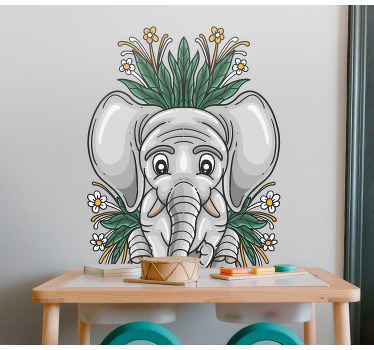 Sticker Animal Jungle Dessin d'un éléphant gris - TenStickers