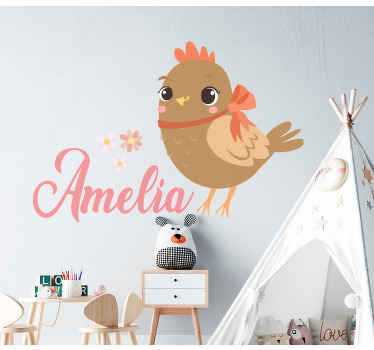 リボンと名前のイラストデカールとひよこ - TENSTICKERS