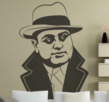 Apresentamos este adesivo de parede com esta figura épica do crime organizado da máfia nos Estados Unidos, o Al capone, já ouviu falar?