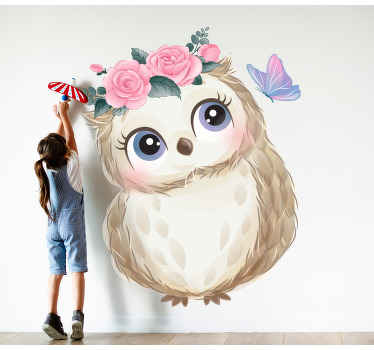 Baby owl and flowers children wall sticker - TenStickers