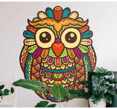 Mandala sova s mnoha barvami samolepka na zeď - TenStickers