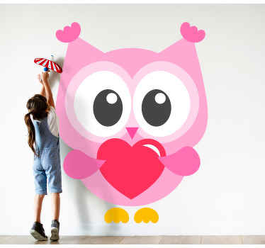 Sticker Enfant Illustration bébé hibou et cœur - TenStickers