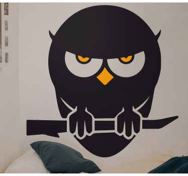 무서운 올빼미 그림 벽 데칼 - TenStickers