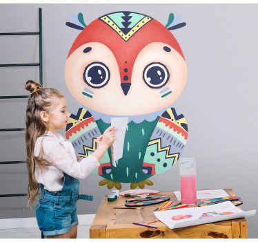 Sticker Oiseau Illustration de hibou avec de beaux yeux - TenStickers