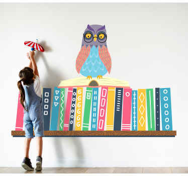 Cartoon Owl with glasses Wall Sticker for Bedroom - TenStickers
