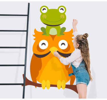 Naklejka na ścianę ptaki Sowa w czapce żaby - TenStickers