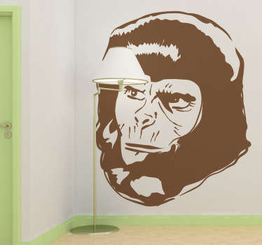 Um vinis decorativos com silhueta detalhada de um dos personagens da saga de filmes de ficção científica, o planeta dos macacos.