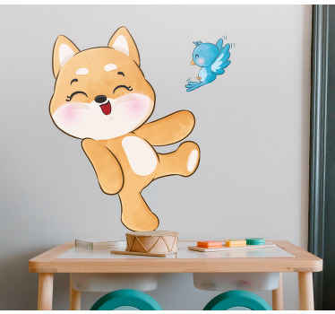 Sticker Chambre Enfant Chiot heureux animal mignon - TenStickers