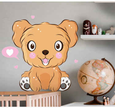 Autocolante com cães e gatos Ilustração de cachorrinho fofo - TenStickers