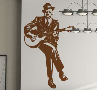 Autocolante de jazz e blues de um dos mais famosos músicos americanos, Robert Johnson. Perfeito para sua sala de estar.