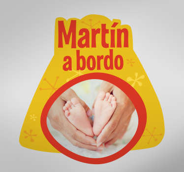 Pegatina bebé a bordo personalizable con foto - TenVinilo