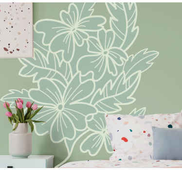 Green minimalist nice flower kitchen sticker - TenStickers