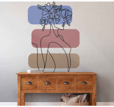 Naklejka na ścianę kwiaty Miła kobieta w kwiatowym kapeluszu - TenStickers