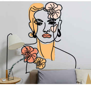 Wandtattoo Blume Minimalistisches gesicht mit orchideen - TenStickers