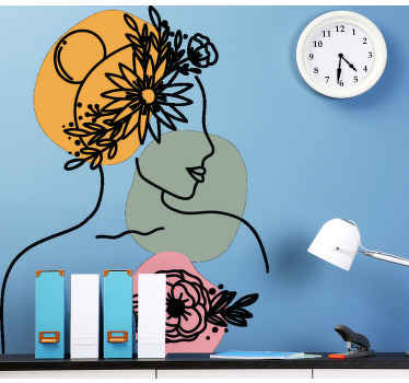 Naklejka na ścianę kwiaty Niesamowita twarz kobiety? - TenStickers