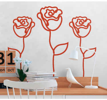 Vinilo para cristales Ilustración minimalista de rosas rojas - TenVinilo