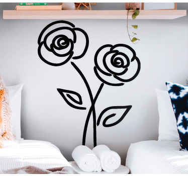 Vinilo flores Par de rosas diseño minimalista - TenVinilo