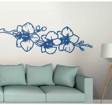 Nalepka za steno orhideje narava line art cvet - TenStickers