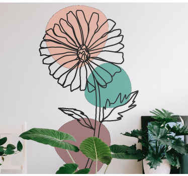 Sticker Mural fleur design line art marguerite - TenStickers
