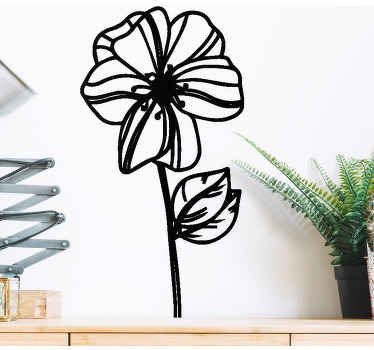 Daisy flower modern line art flower sticker - TenStickers
