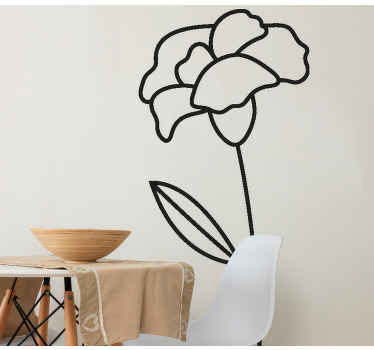 Vinilo flores Linda ilustración de flor de arte lineal - TenVinilo
