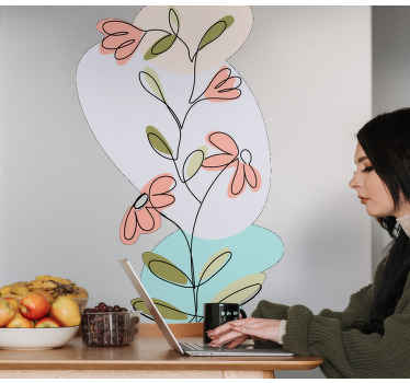 Daisy flowers and roses minimalist design decal - TenStickers