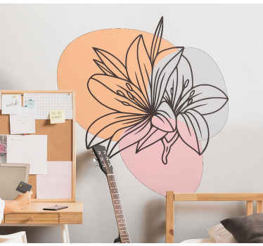 Vinilo flores Lindo par de flores de diseño minimalista - TenVinilo
