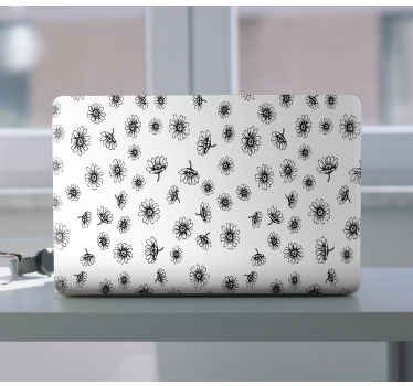 Set outline daisy flowers laptop skins - TenStickers