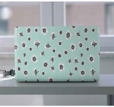 Cute pattern with white chamomile laptop skins - TenStickers