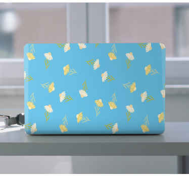 Tusenfryd mønster blå bakgrunn laptop sticker - Tenstickers