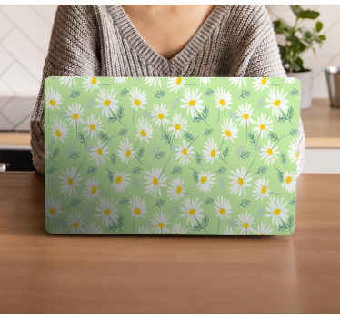 Pattern with spring flower daisy laptop skins - TenStickers
