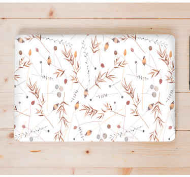 Roztomilé sušené květiny a listy vzor notebook kůže - TenStickers