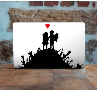 Vinilo para portátiles Niño bansky en la montaña - TenVinilo