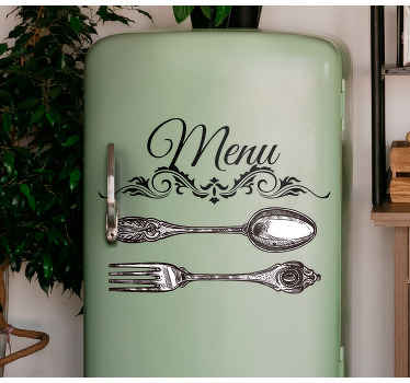 Elegantné dizajnové menu s nálepkou chladničky vidlice - Tenstickers
