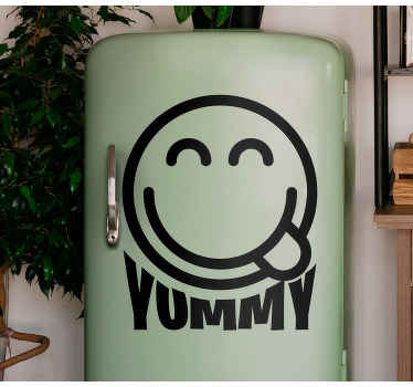 αυτοκόλλητο μονόχρωμο χαριτωμένο σχέδιο gnam face ψυγείο - TenStickers