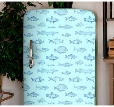 Handritad olika typer fiskar kylskåp - Tenstickers