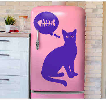고양이 실루엣 생각 냉장고 스티커 - TenStickers