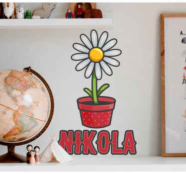 Päivänkakkara henkilökohtaisella nimellä kukka seinätarra - Tenstickers