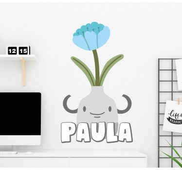 Yüz ve çiçekli saksı duvar sticker - TenStickers