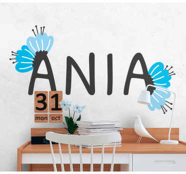 Adesivo decorativo flores Flor de duas cores com nome - TenStickers