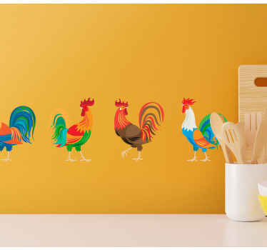 Naklejka na ścianę wzory Realistyczny wzór kogutów - TenStickers