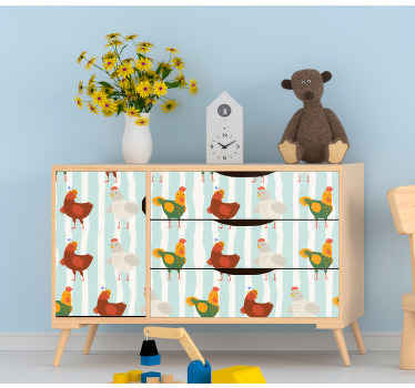 Colorful Farm Chickens furniture sticker - TenStickers