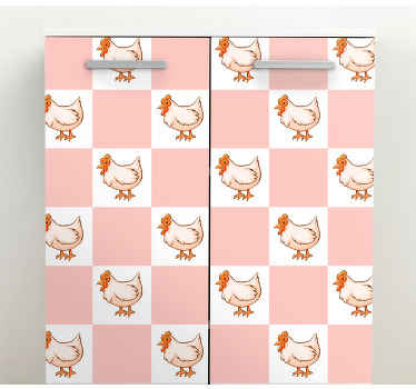 αυτοκόλλητο με ροζ πλατείες και κοκόρια - TenStickers